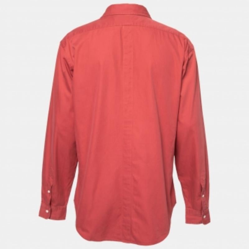 Ralph Lauren - Camicia classica in cotone rosso con bottoni sul davanti XL in vendita 2