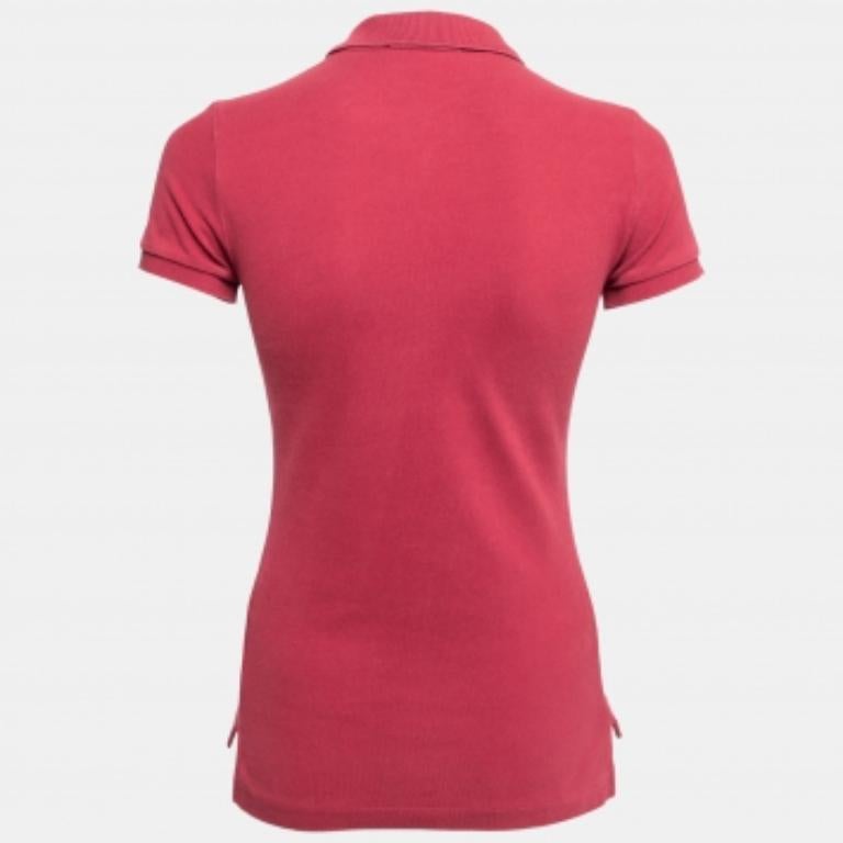 Rosso T. Ralph Lauren Red Cotton Pique Skinny Polo T-Shirt S in vendita