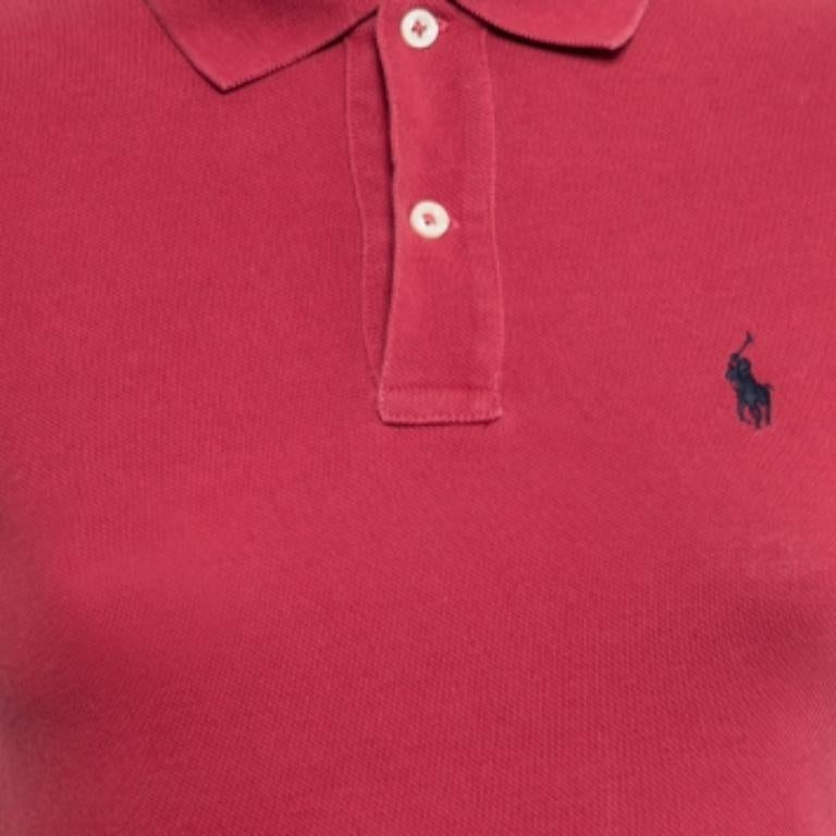 T. Ralph Lauren Red Cotton Pique Skinny Polo T-Shirt S In condizioni buone in vendita a Dubai, Al Qouz 2