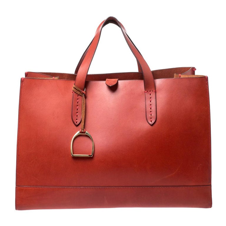 Ralph Lauren Red Leather Proprietor Tote For Sale at 1stDibs