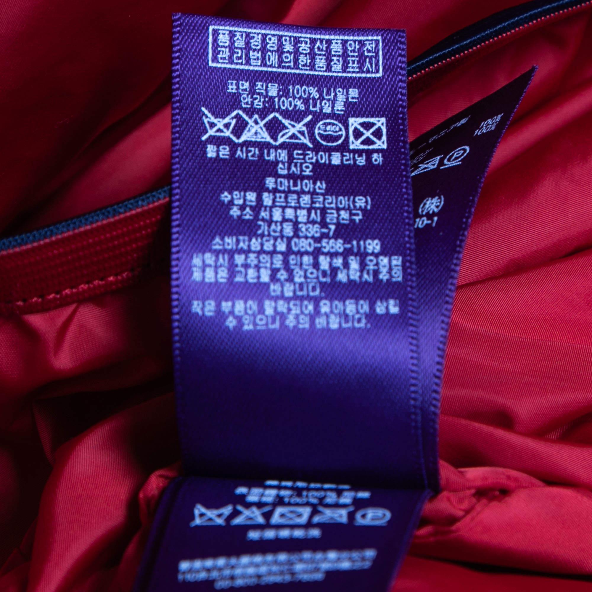 Ralph Lauren Red Nylon Zip Front Hooded Jacket XL For Sale 1