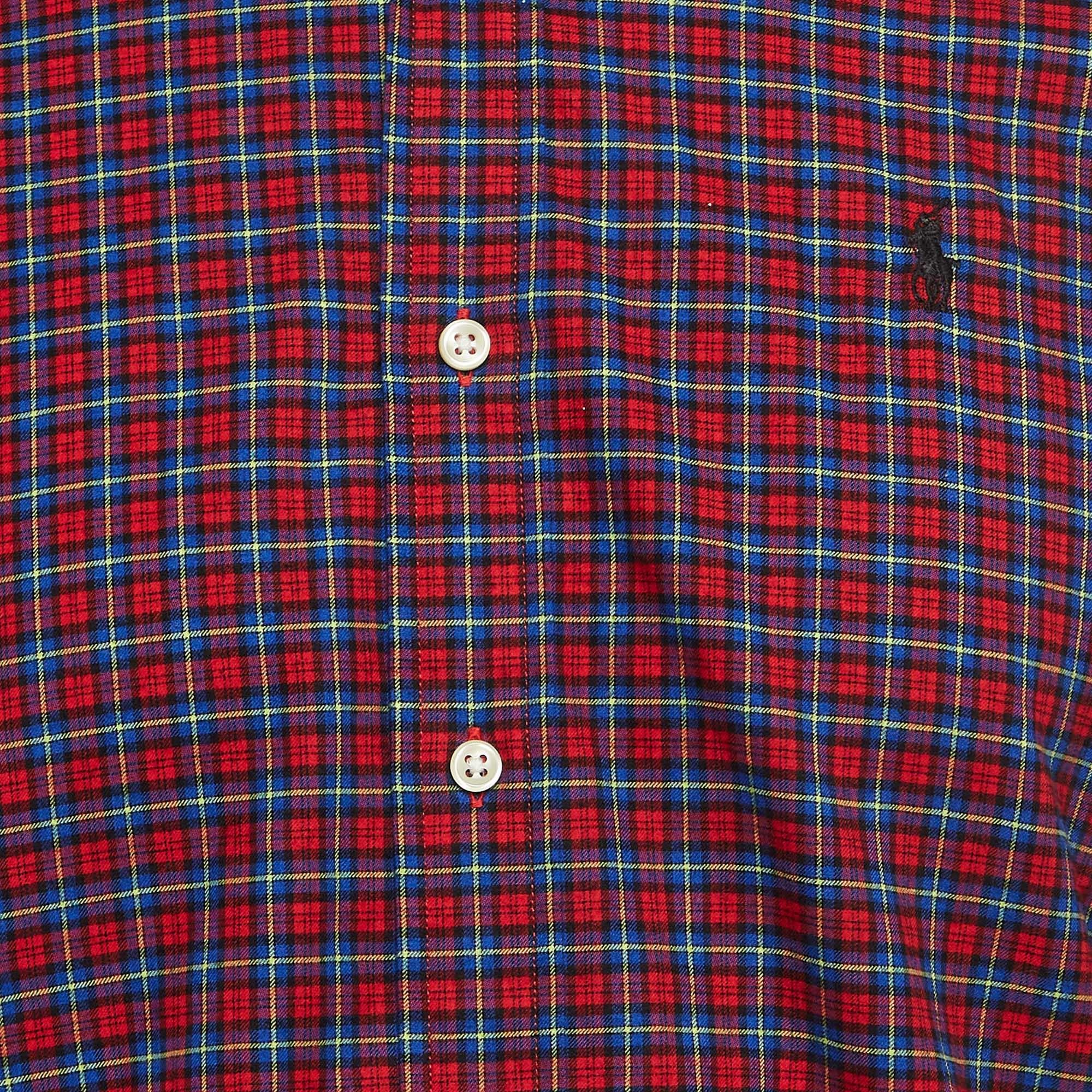 Nero Ralph Lauren - Camicia a quadri in cotone con colletto abbottonato - S in vendita