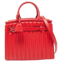 Ralph Lauren Red Quilted Leather Medium RL50 Tote