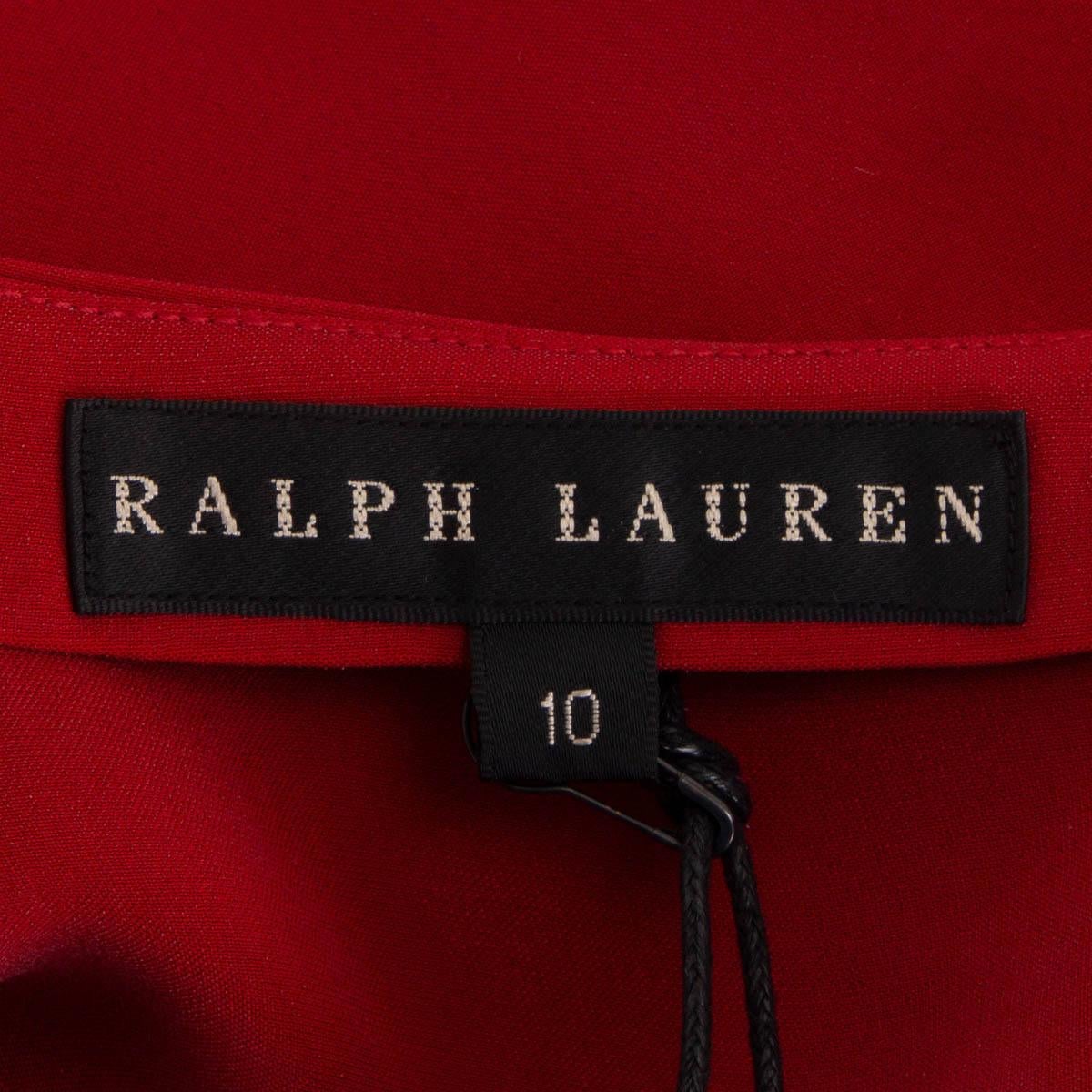 Women's RALPH LAUREN red silk blend KEYHOLE Long Sleeve Mini Dress 10 L For Sale