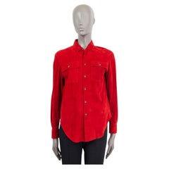 RALPH LAUREN red suede Button Up Shirt 4 XS - S