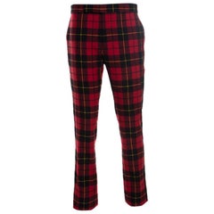 Ralph Lauren Red Tartan Cashmere Straight Fit Pants XXL
