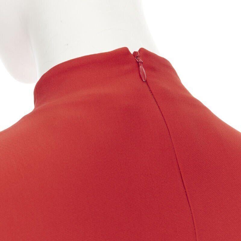 RALPH LAUREN red viscose crepe silk lined mock neck 3/4 sleeve top US0 XS For Sale 2