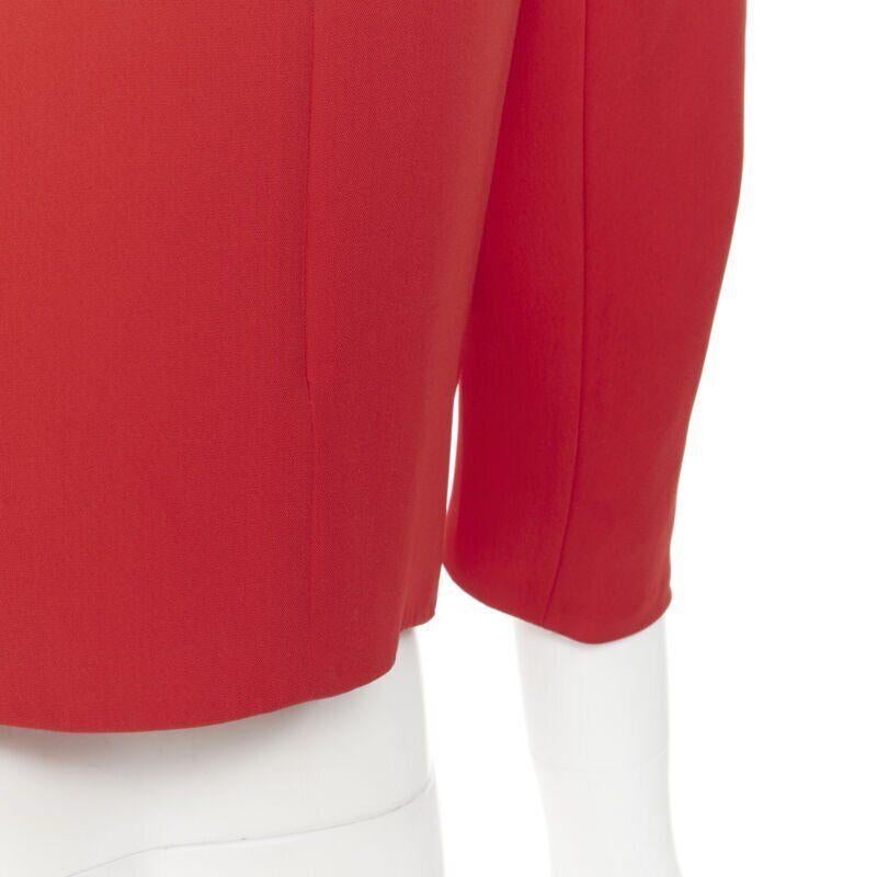 RALPH LAUREN red viscose crepe silk lined mock neck 3/4 sleeve top US0 XS For Sale 3