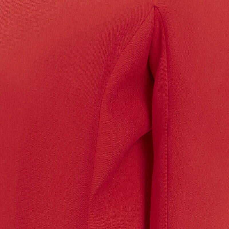 RALPH LAUREN red viscose crepe silk lined mock neck 3/4 sleeve top US0 XS For Sale 4