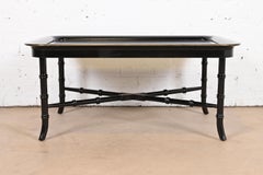 Ralph Lauren Regency Black Lacquer Faux Bamboo Coffee Table