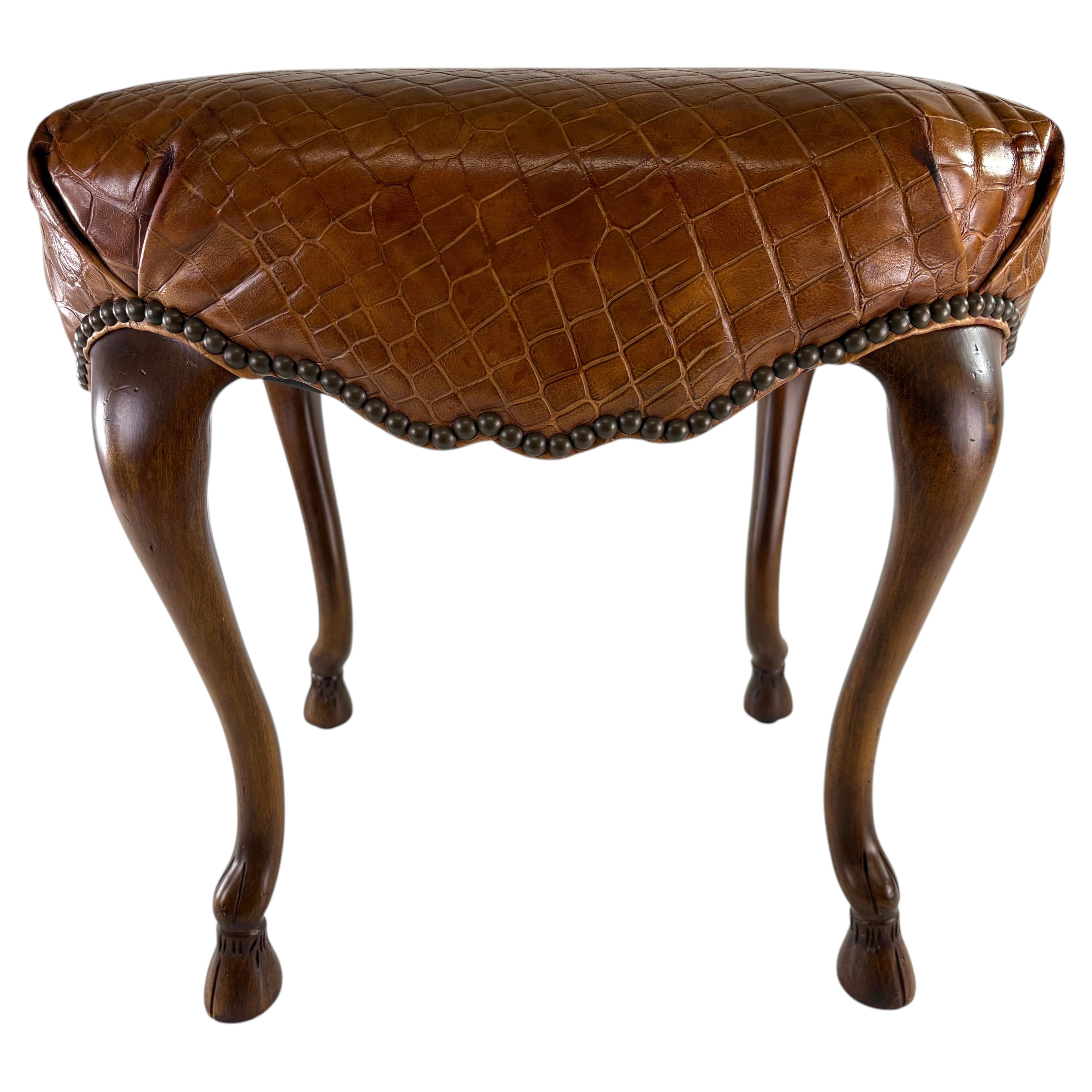Cuir et noyer d'inspiration « Regency » de Ralph Lauren  banc