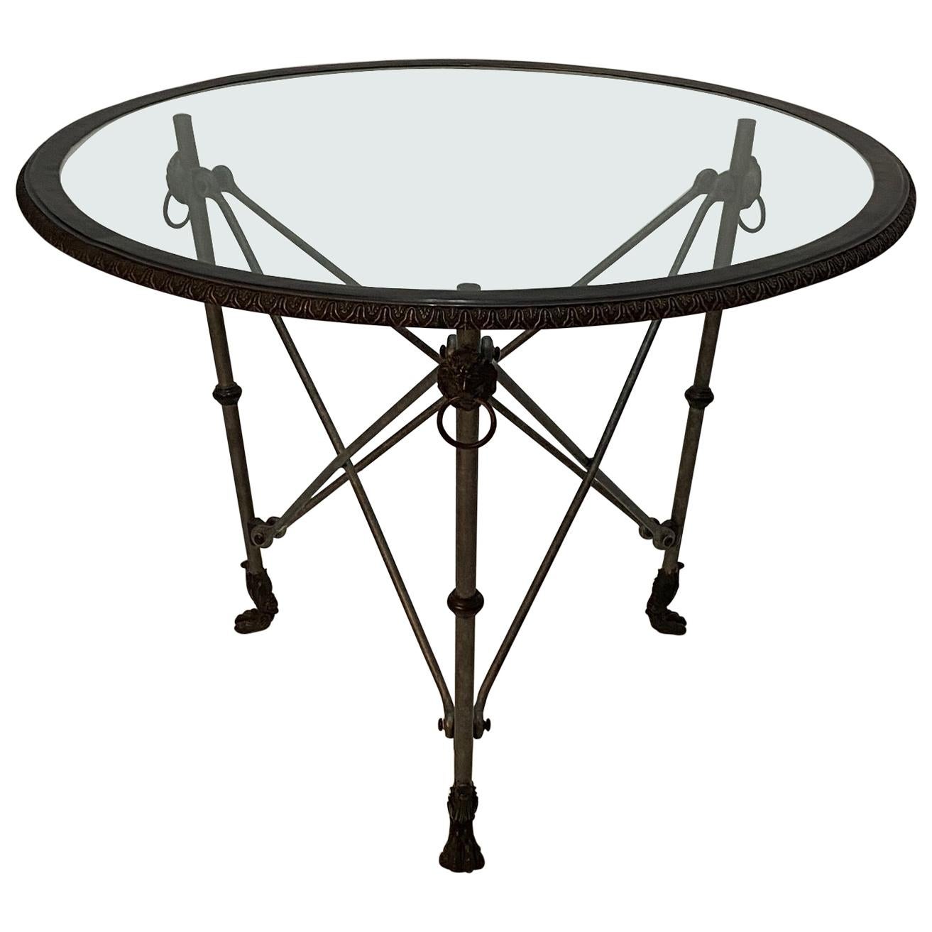 Ralph Lauren Regency Style Iron & Glass Round Side Table Gueridon