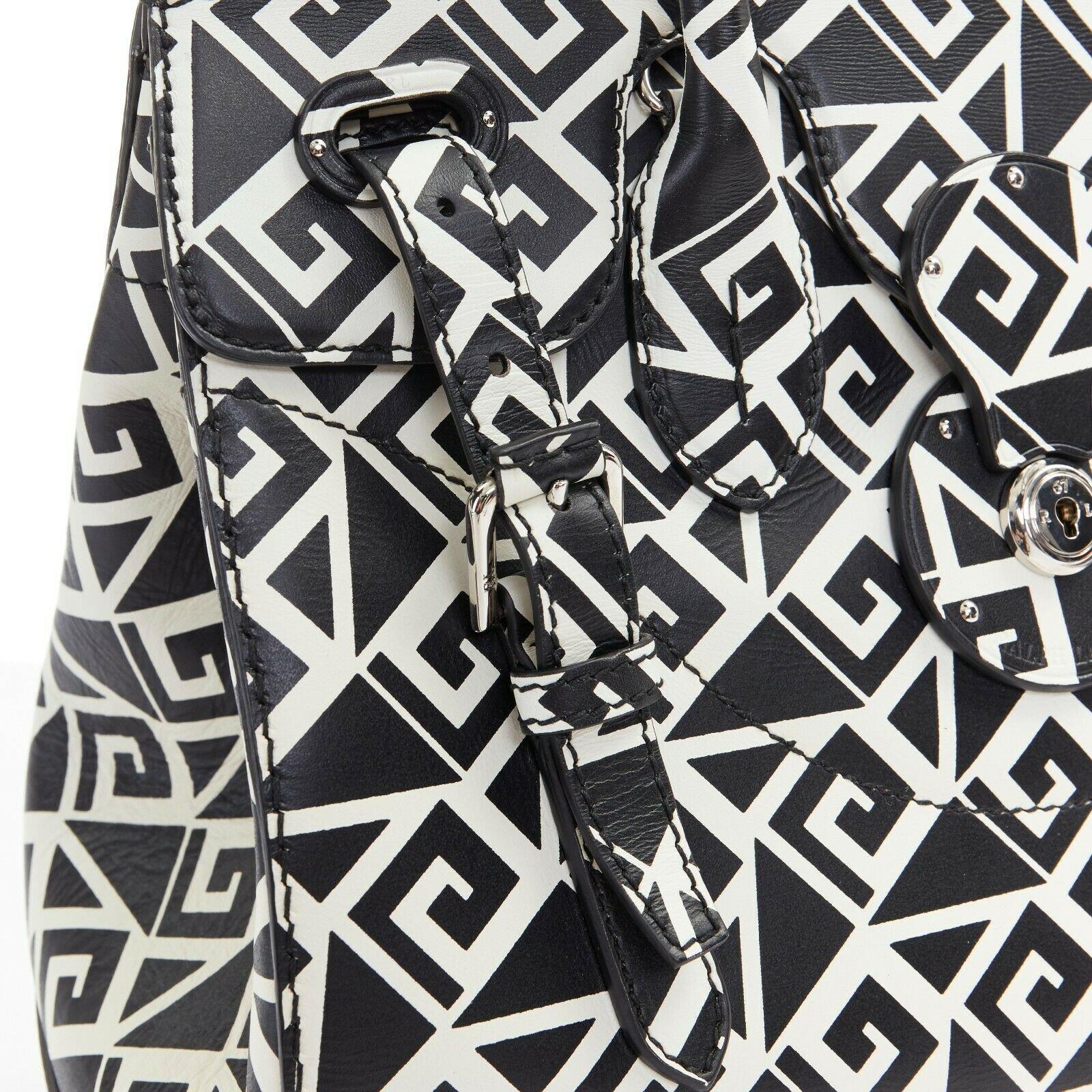 Women's RALPH LAUREN Ricky black white geometric leather top handle satchel shoulder bag