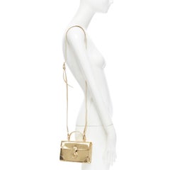 RALPH LAUREN Ricky mirrored gold lock flap leather crossbody small satchel bag