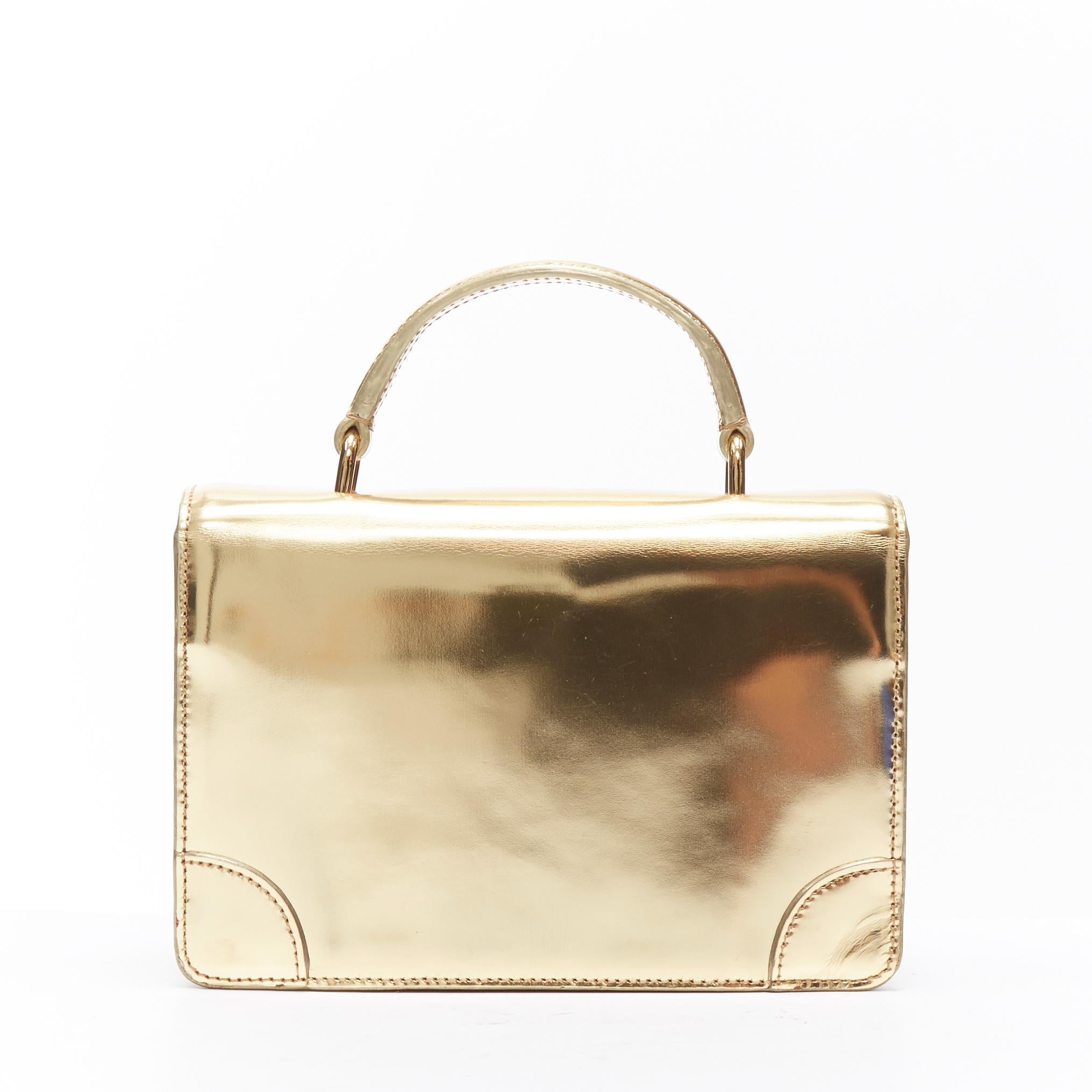 Women's RALPH LAUREN Ricky mirrored gold lock flap leather crossbody small satchel bag