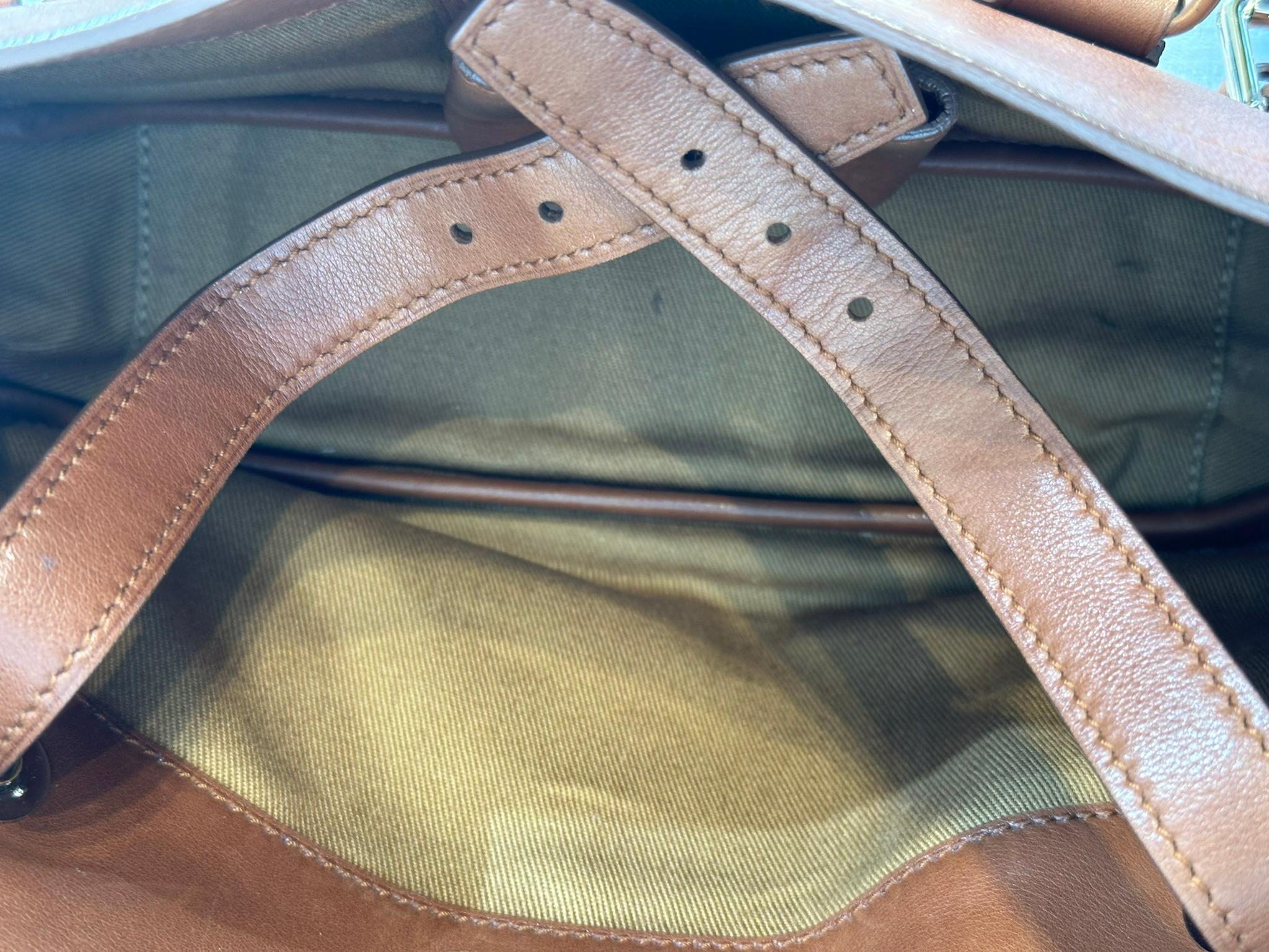 Ralph Lauren Ricky Shoulder Bag Chain Handles Cognac Leather Gold Hardware 9