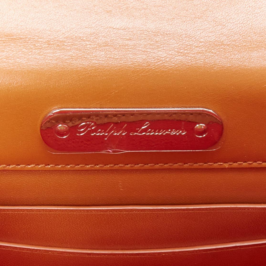 RALPH LAUREN Ricky tan leather silver hardware top handle crossbody satchel bag 5