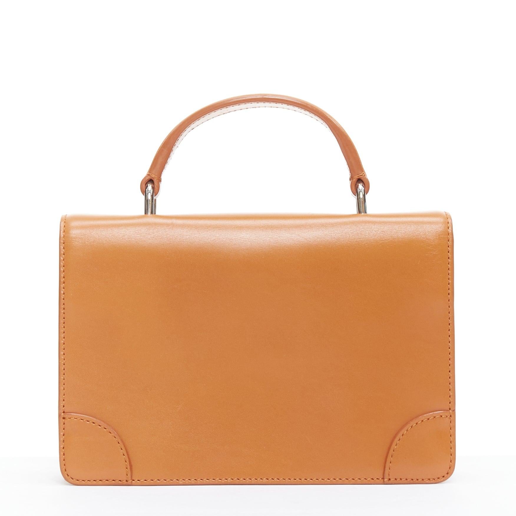 Women's RALPH LAUREN Ricky tan leather silver hardware top handle crossbody satchel bag