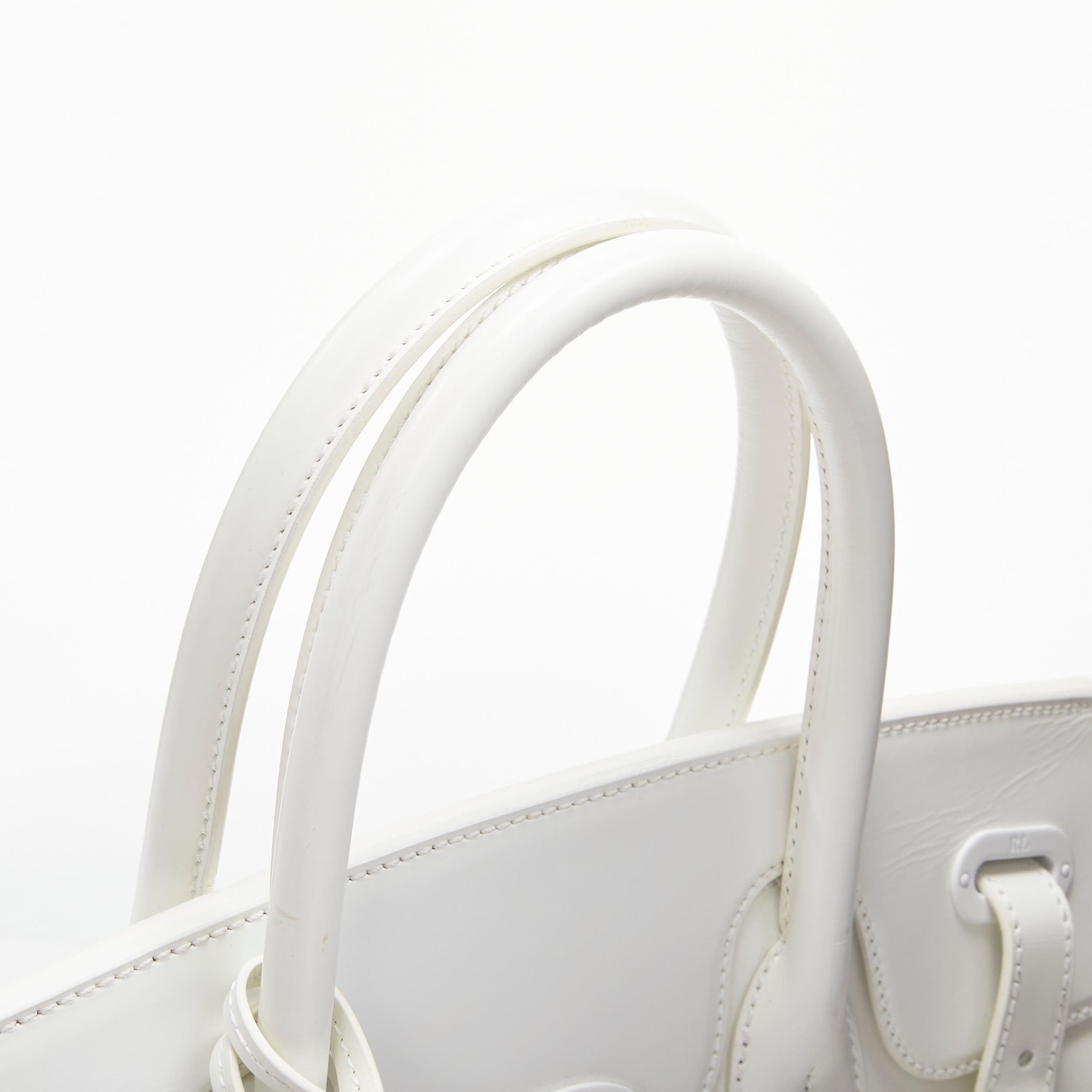 RALPH LAUREN Ricky white smooth leather tonal buckles top handle bag 5