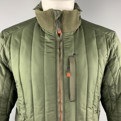 RALPH LAUREN RLX Size M Green Quilted Ribbed High Collar Jacket