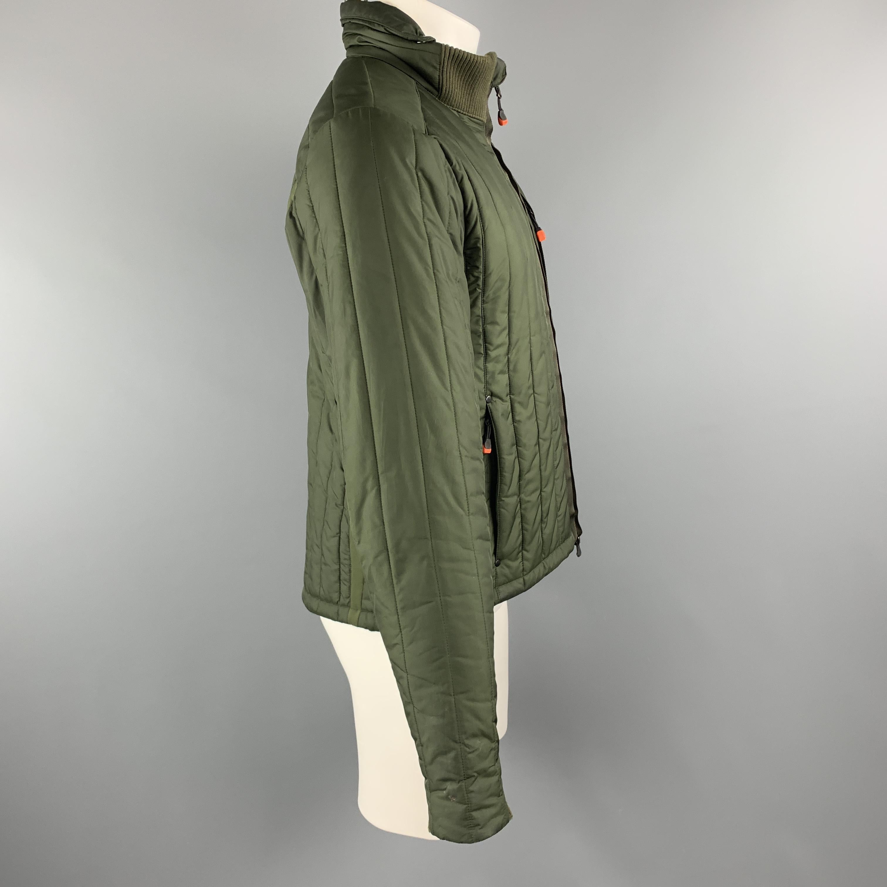 RALPH LAUREN RLX Size M Green Quilted Ribbed High Collar Jacket 1