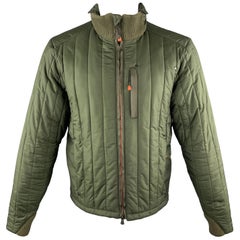 RALPH LAUREN RLX Taille M Veste verte matelassée à col montant côtelé