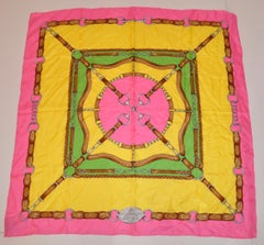 Ralph Lauren Rose, Olive and Yellow "Horsebit" Silk Jacquard Scarf