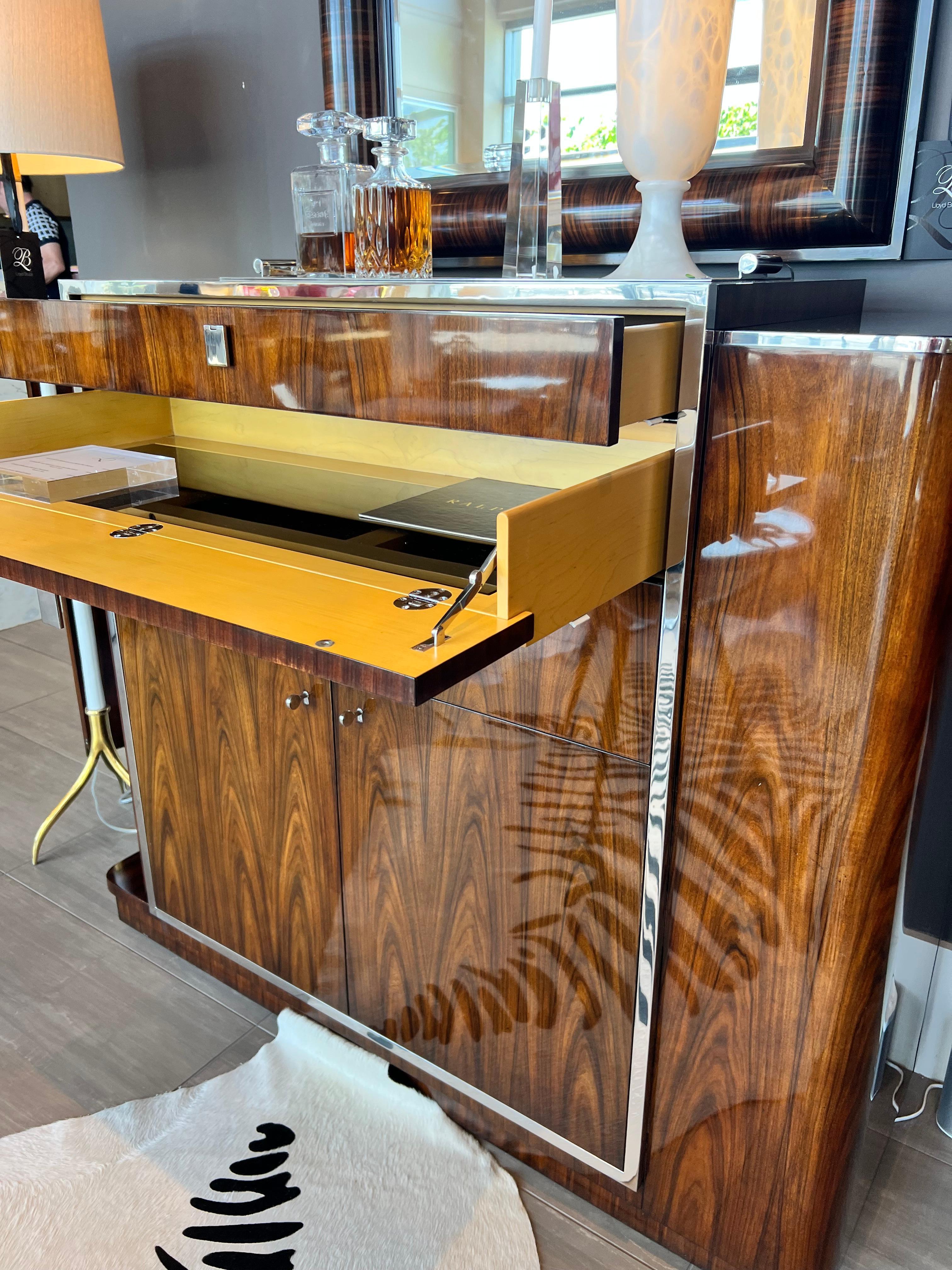 Art Deco Ralph Lauren Rosewood and Nickel Dry Bar Cabinet For Sale