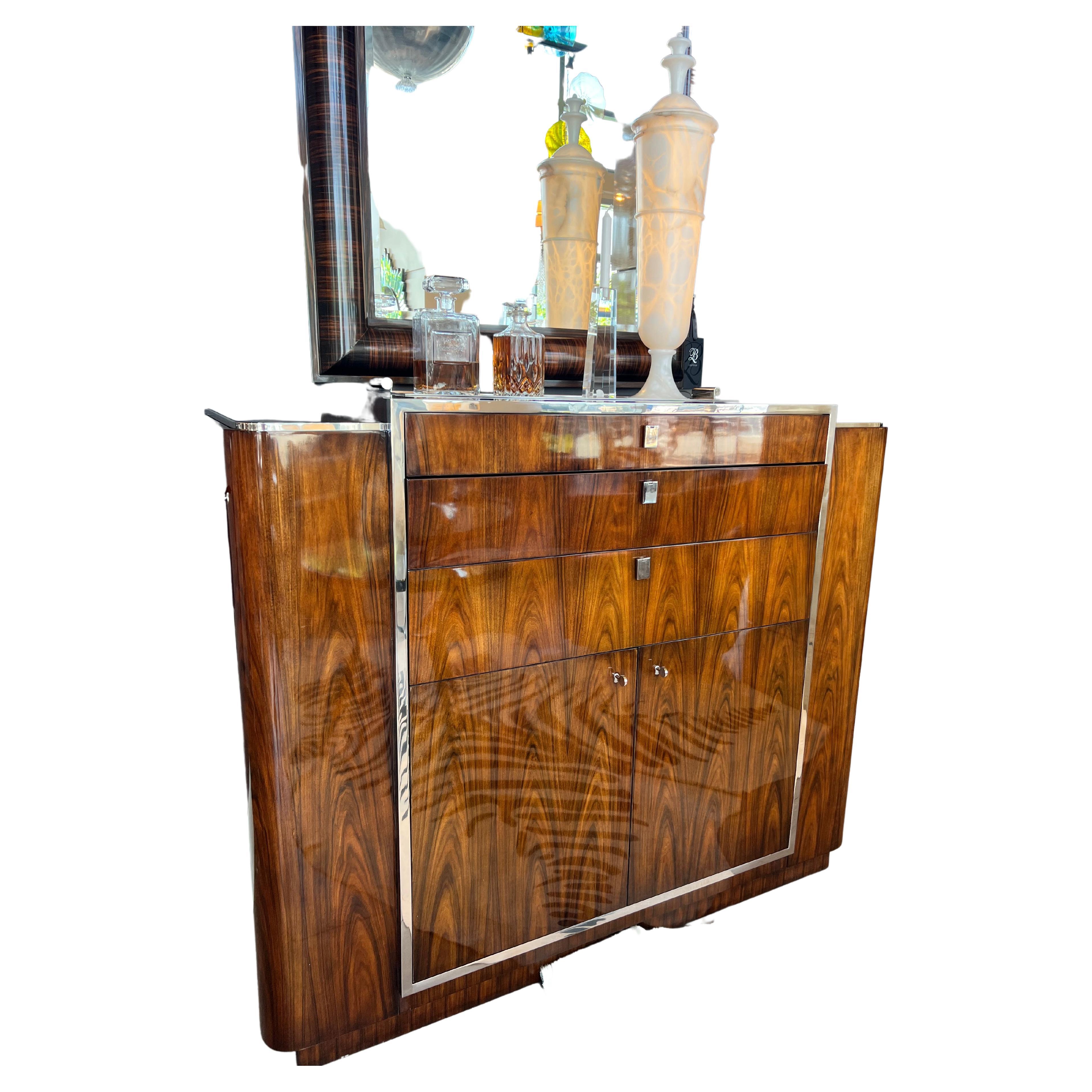 Ralph Lauren Rosewood and Nickel Dry Bar Cabinet For Sale