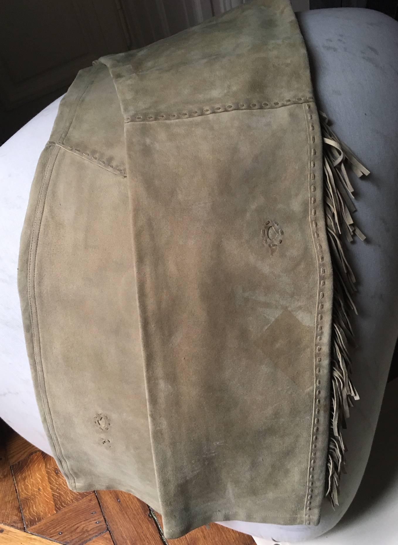 Black Ralph Lauren RRL Limited Collection Western Fringed Pants For Sale