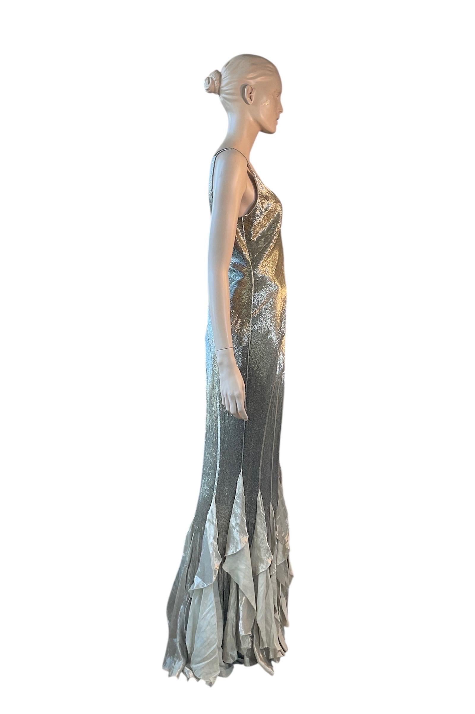 Ralph Lauren Runway Spring 2012 Silver Beaded Gown NWT (Robe à perles) Neuf - En vente à Kingston, NY