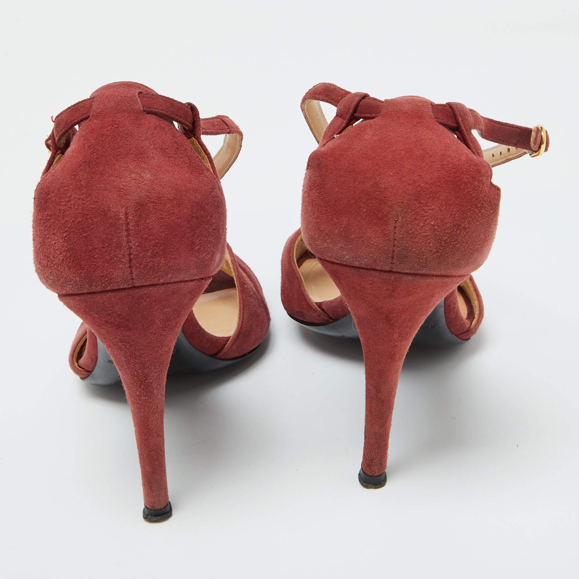 De las mujeres Ralph Lauren Sandalias de dedo Arianna de ante rojo óxido Talla 39
