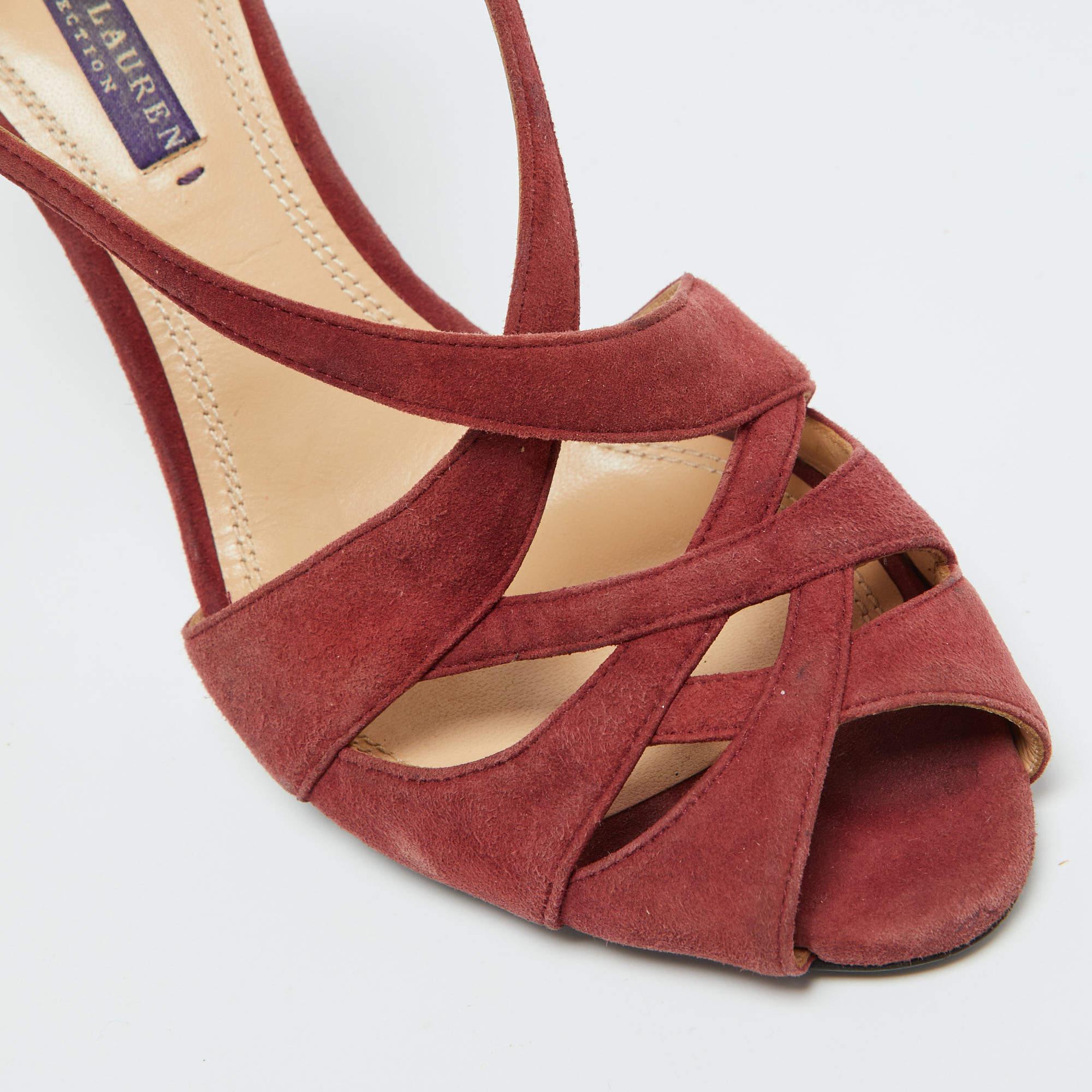 Ralph Lauren Sandalias de dedo Arianna de ante rojo óxido Talla 39 3