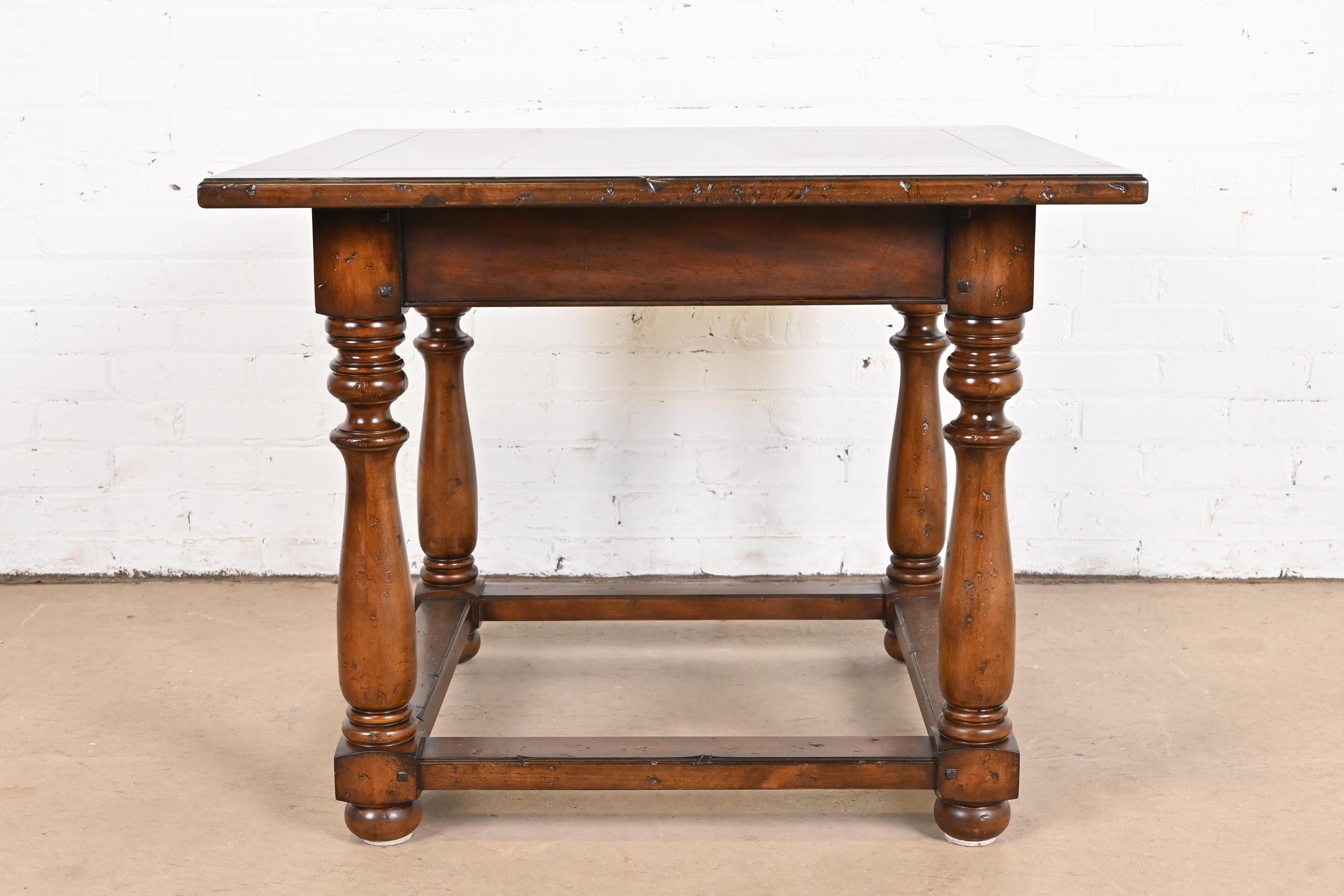 Ralph Lauren Rustic European Carved Walnut Side Table For Sale 6