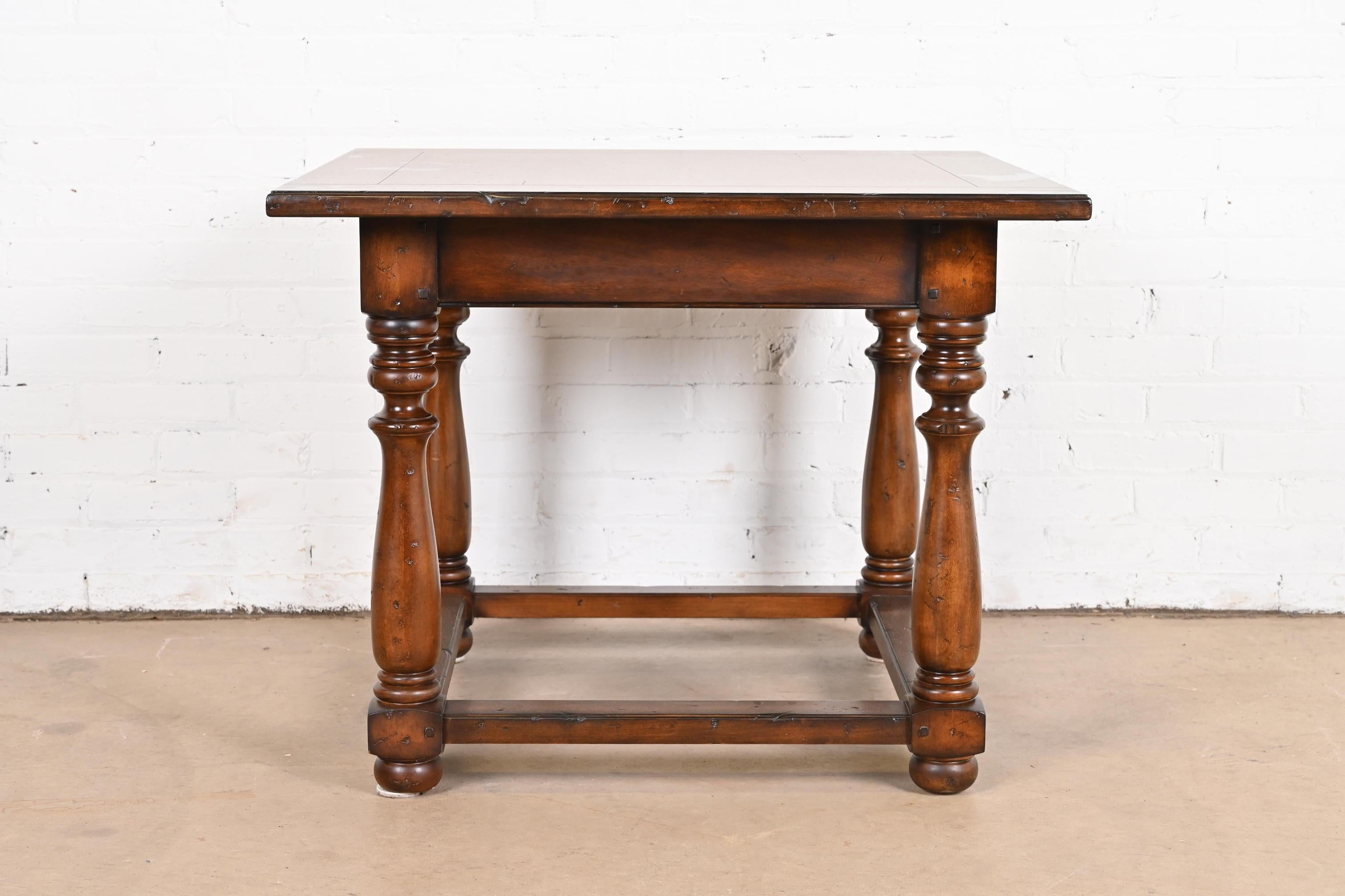 Unknown Ralph Lauren Rustic European Carved Walnut Side Table For Sale