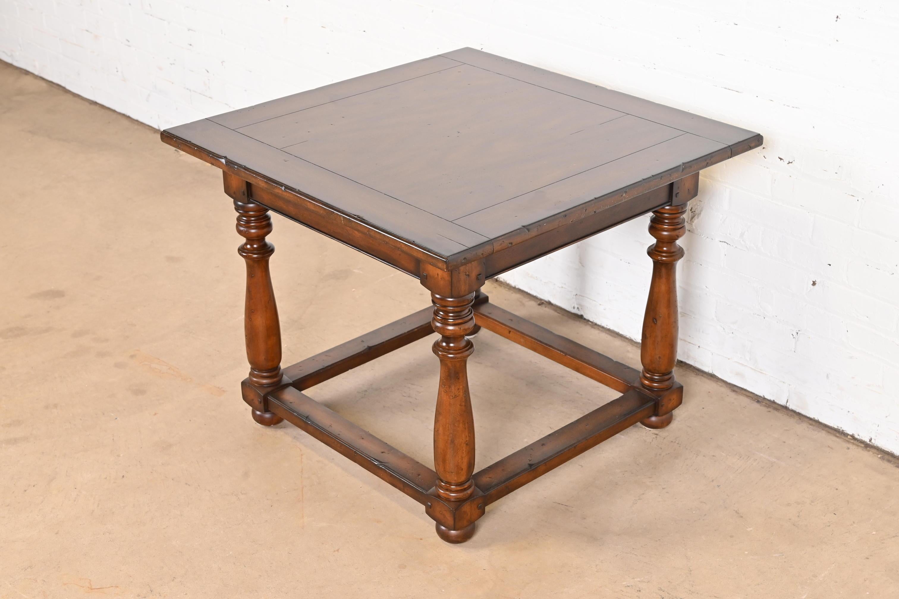 Ralph Lauren Rustic European Carved Walnut Side Table In Good Condition For Sale In South Bend, IN