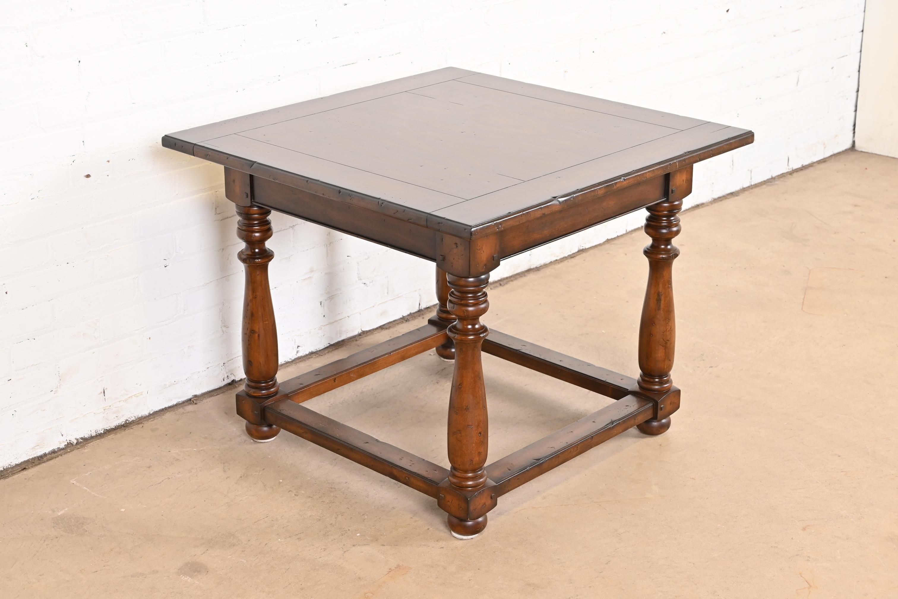 Ralph Lauren Rustic European Carved Walnut Side Table For Sale 1