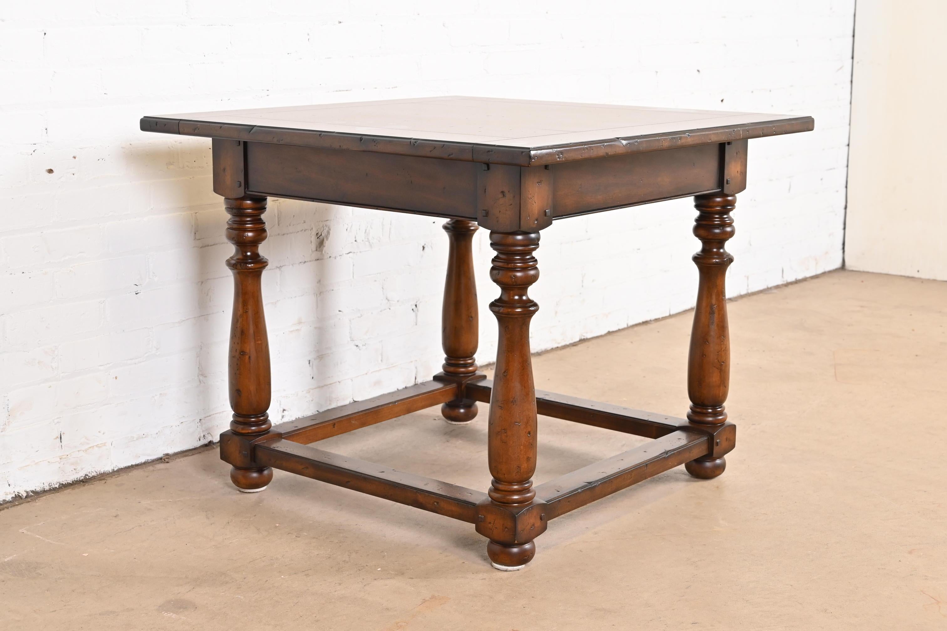 Ralph Lauren Rustic European Carved Walnut Side Table For Sale 2