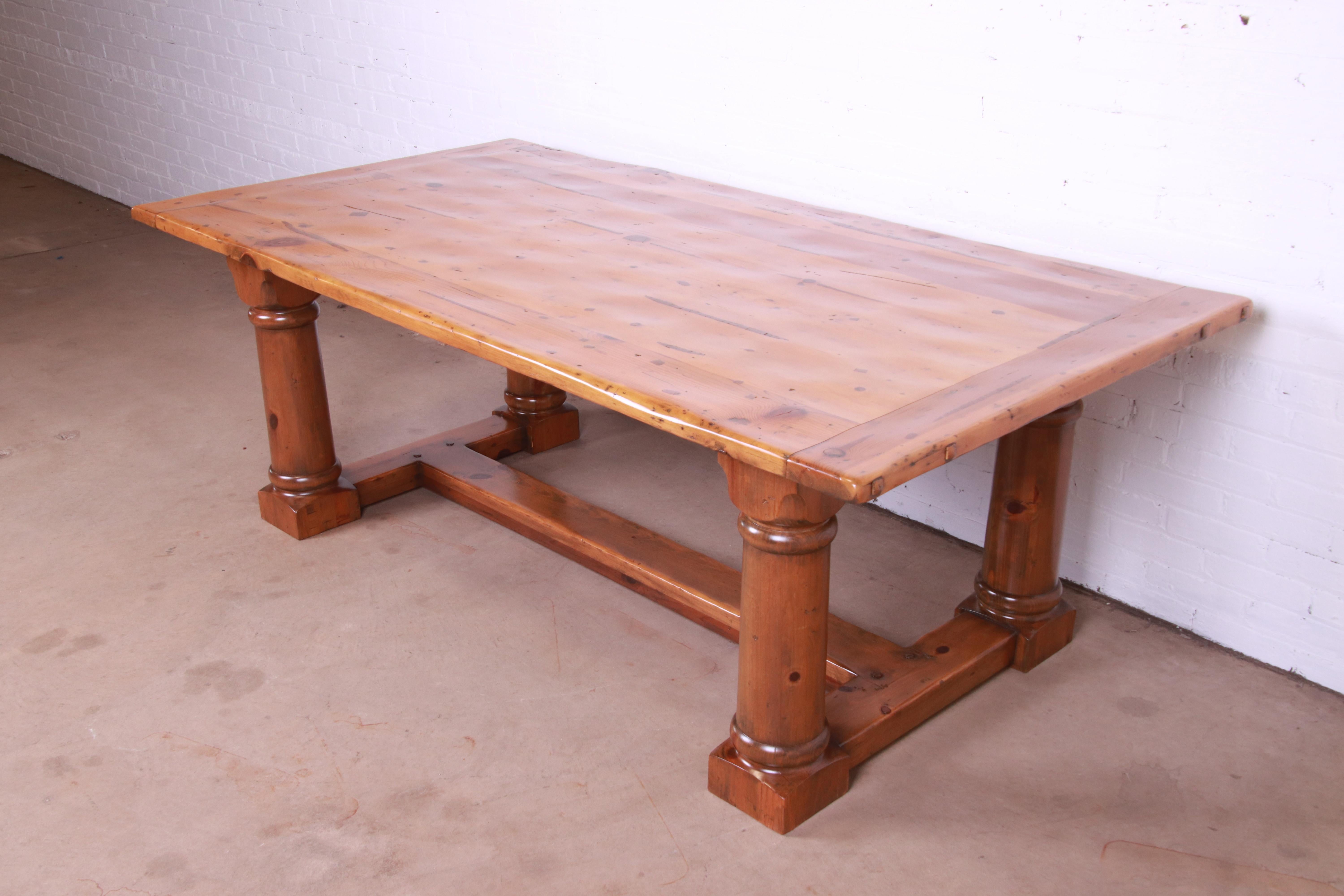 American Ralph Lauren Rustic European Style Solid Pine Harvest Dining Table