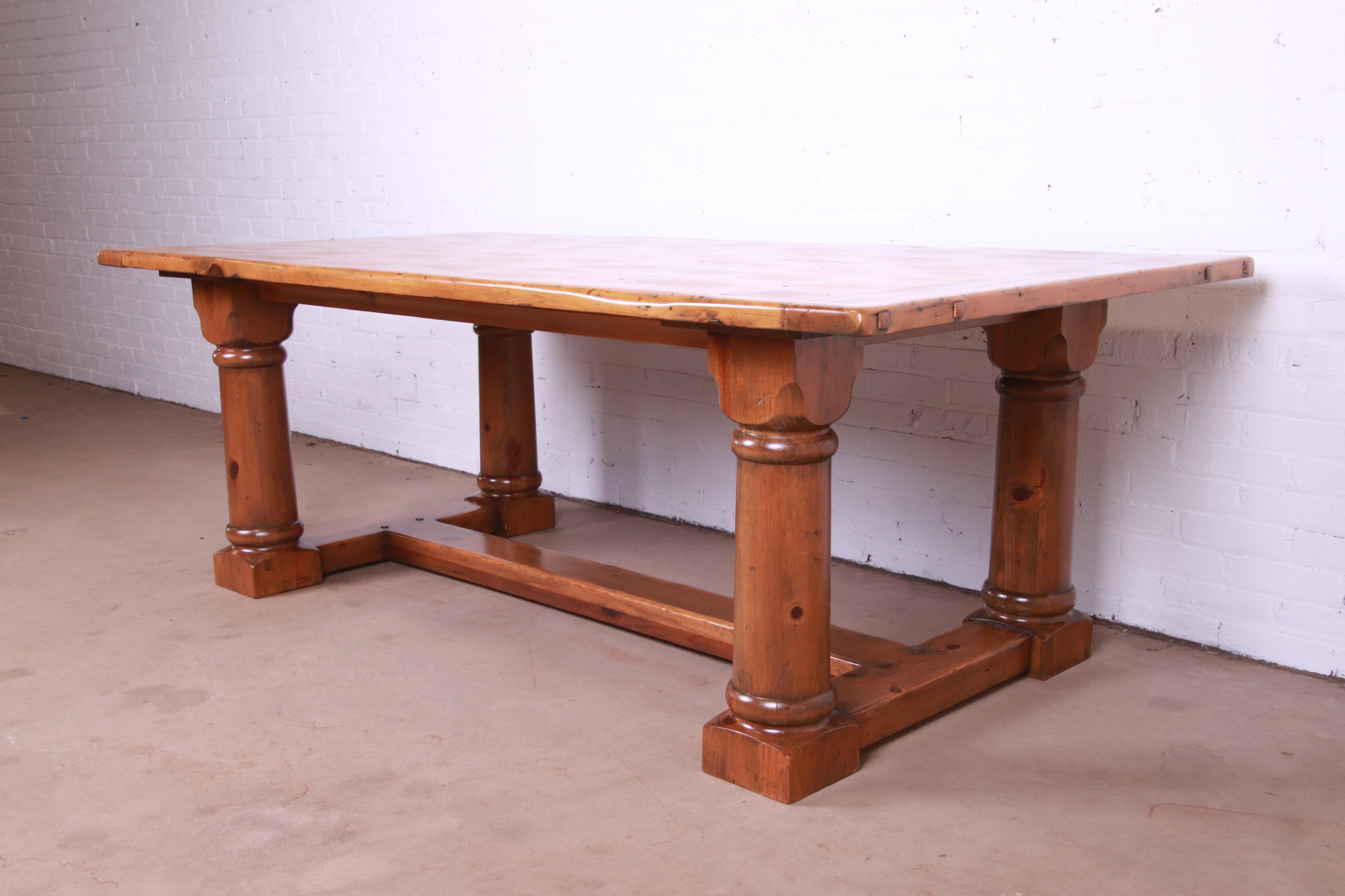 Ralph Lauren Rustic European Style Solid Pine Harvest Dining Table In Good Condition In South Bend, IN