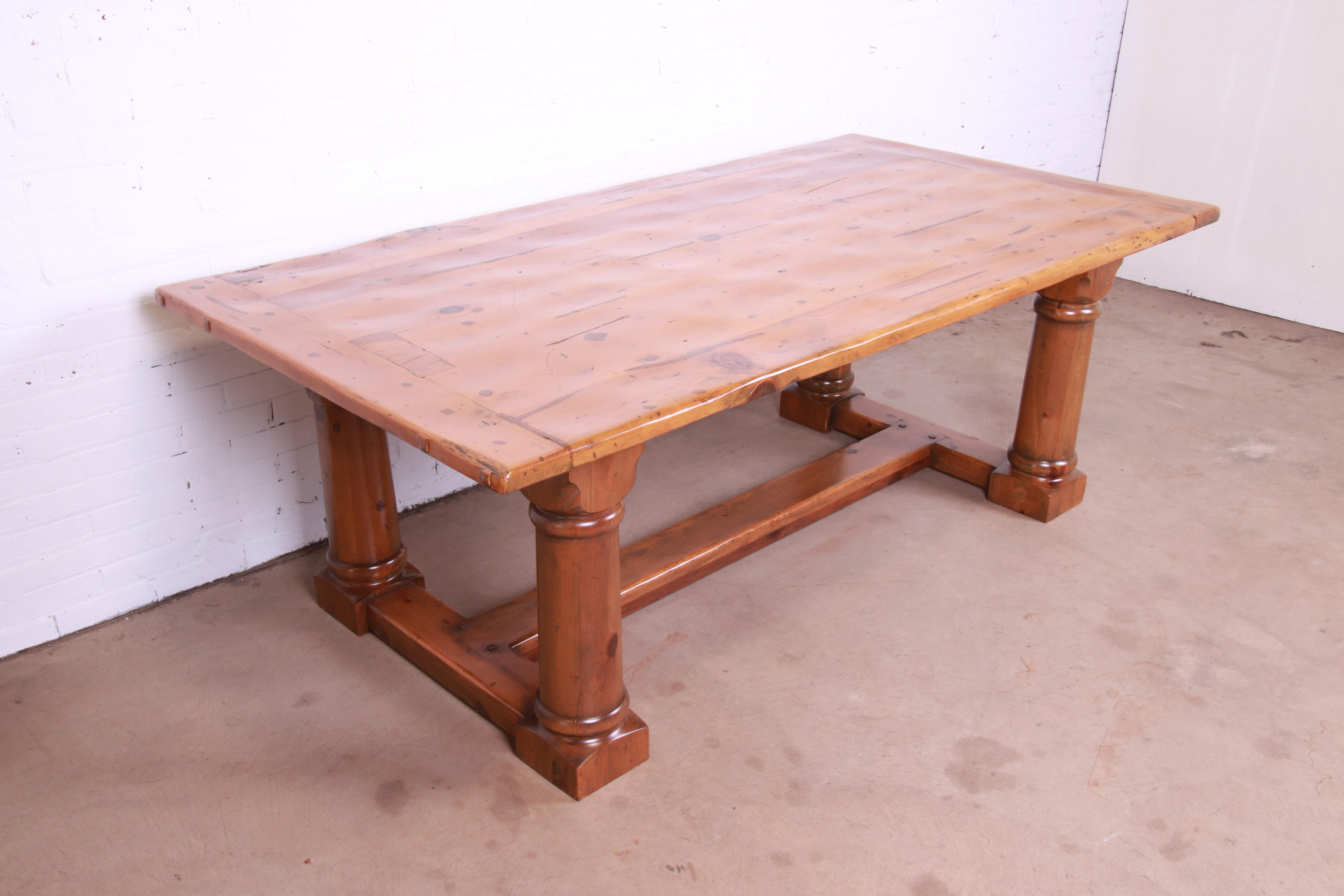 20th Century Ralph Lauren Rustic European Style Solid Pine Harvest Dining Table