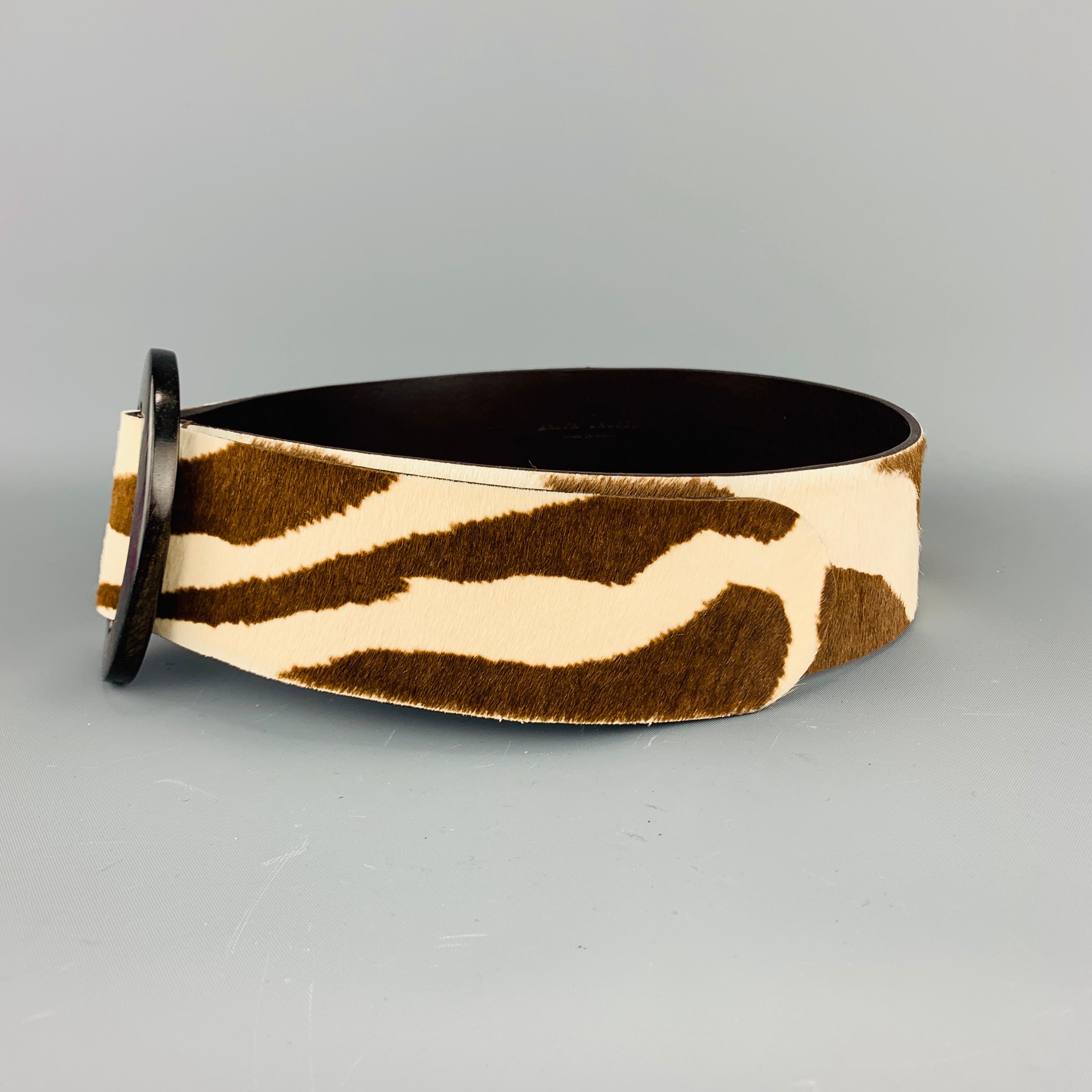 Women's RALPH LAUREN S Brown & Cream Zebra Print Horsehair Belt