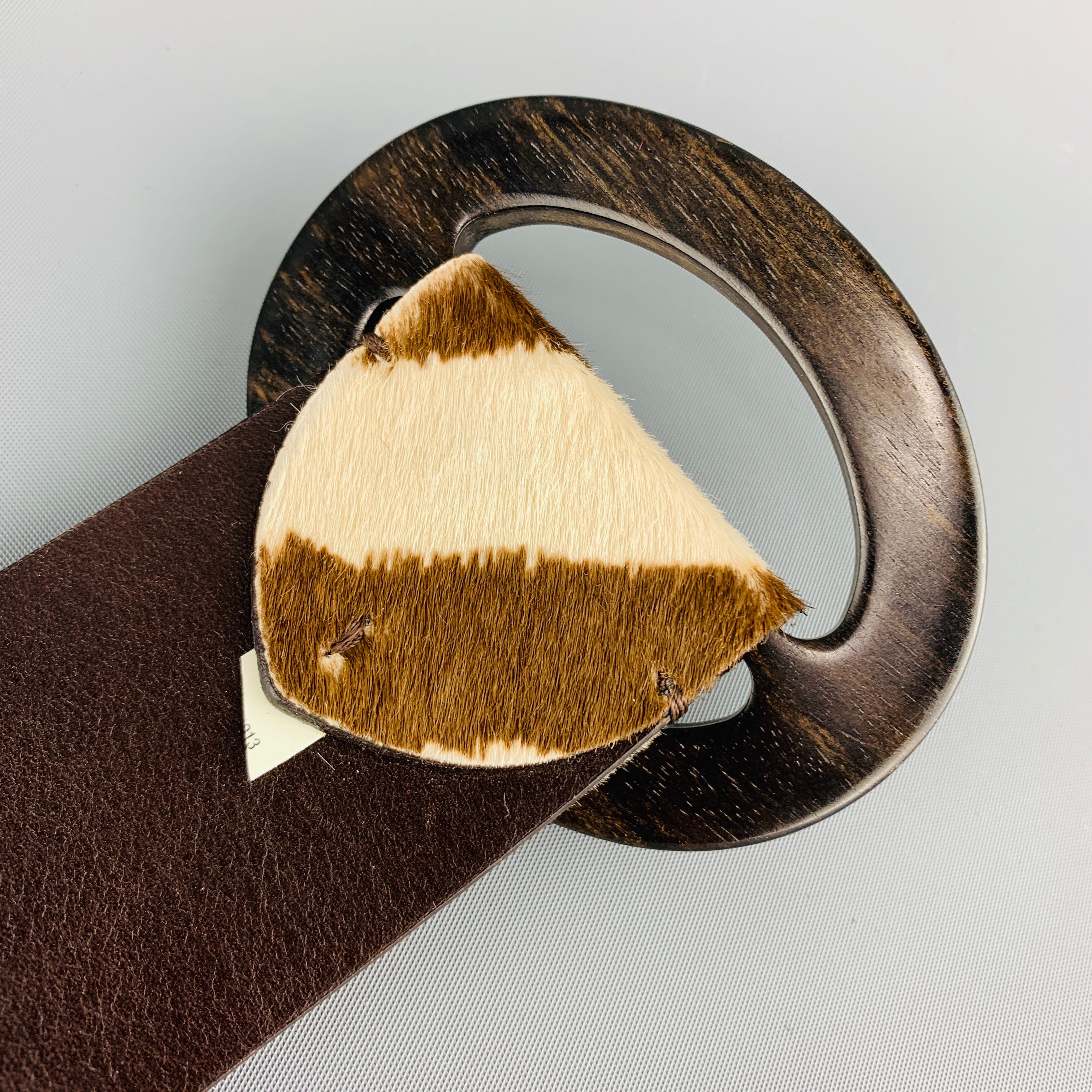 RALPH LAUREN S Brown & Cream Zebra Print Horsehair Belt 1