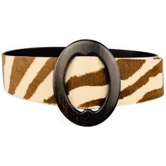 Vintage RALPH LAUREN S Brown & Cream Zebra Print Horsehair Belt