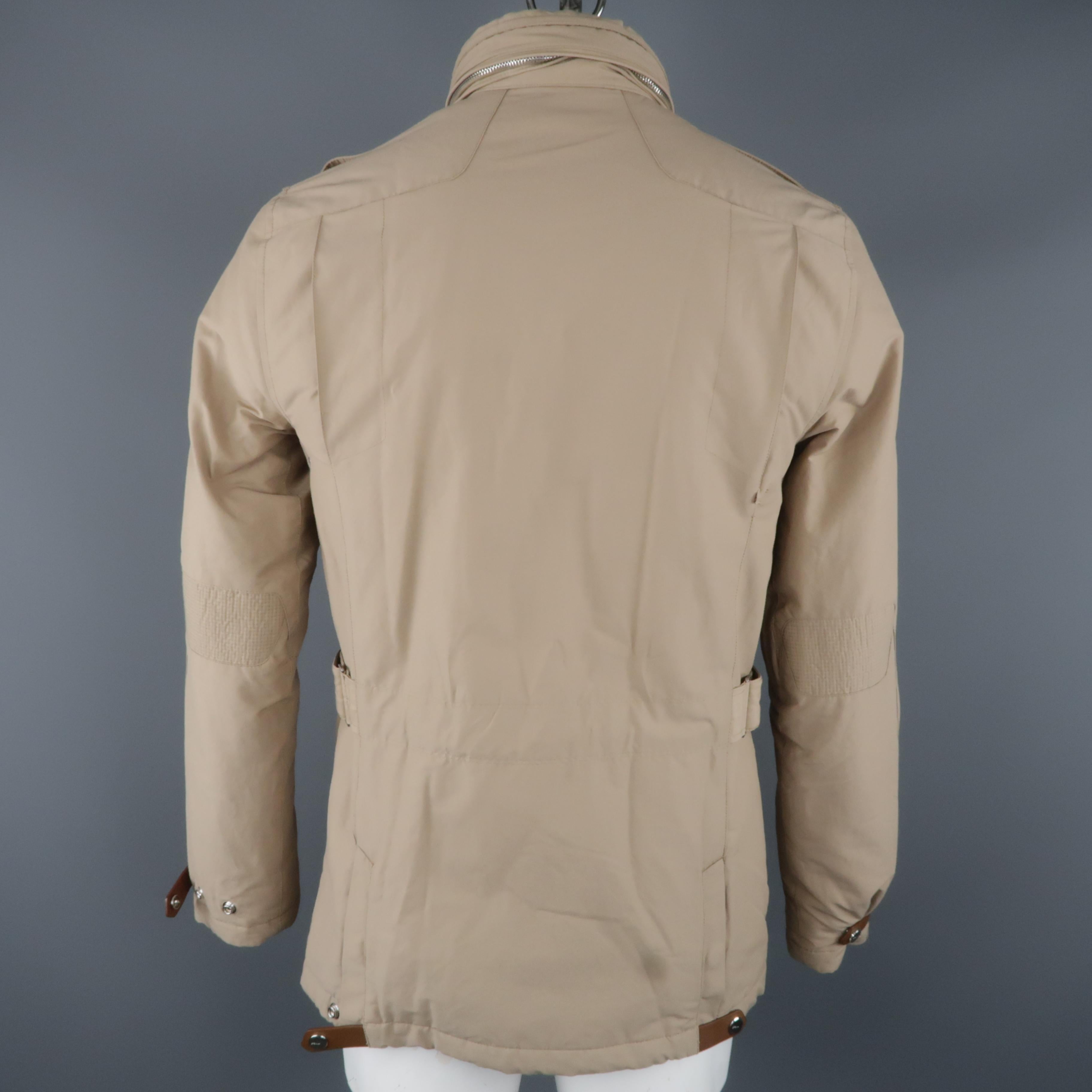 Brown RALPH LAUREN S Khaki Solid Nylon Zip & Snaps Jacket