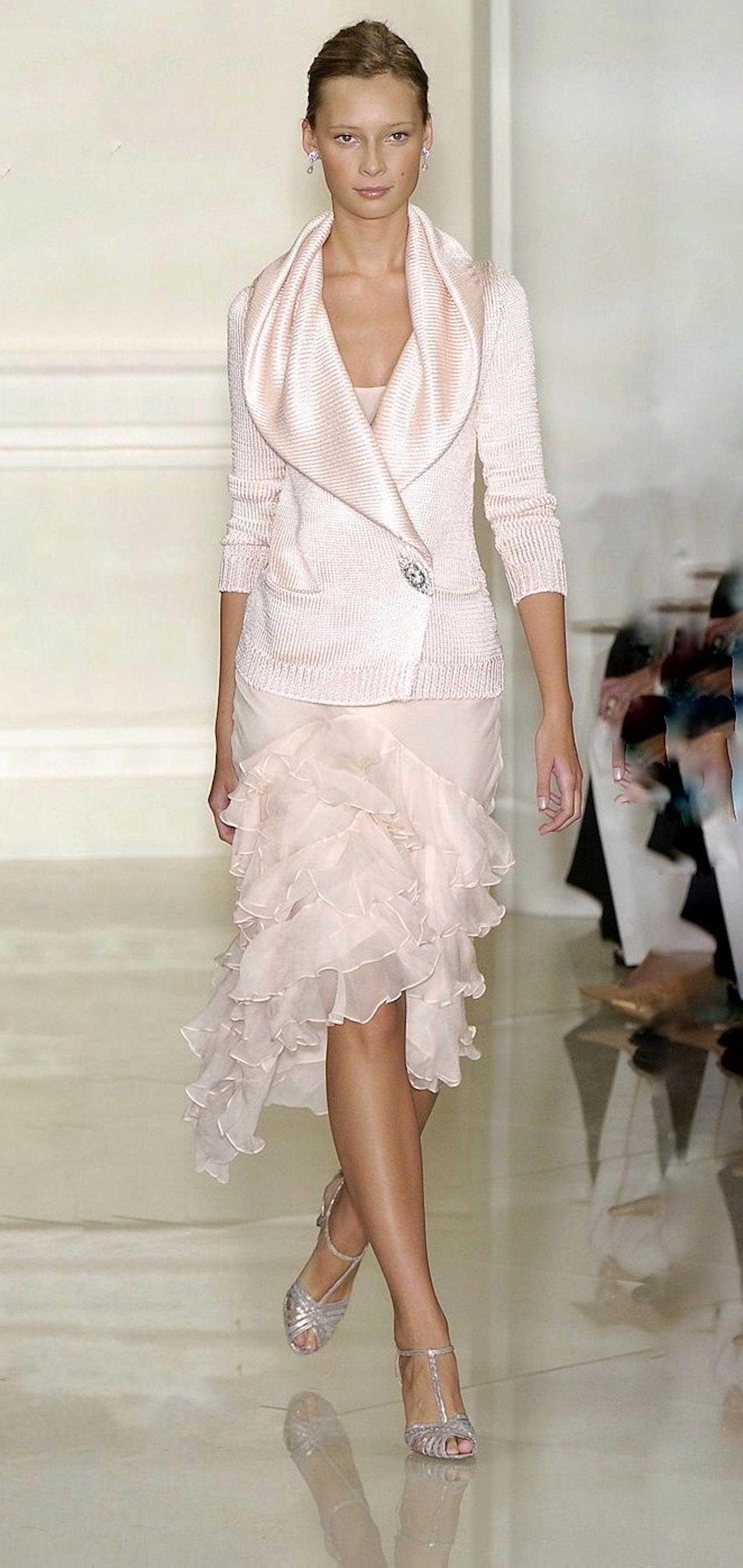 Ralph Lauren S/S 2005 beige ruffled mermaid chiffon dress 5