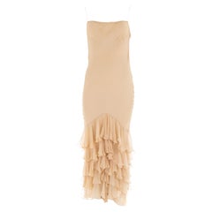 Ralph Lauren S/S 2005 beige ruffled mermaid chiffon dress