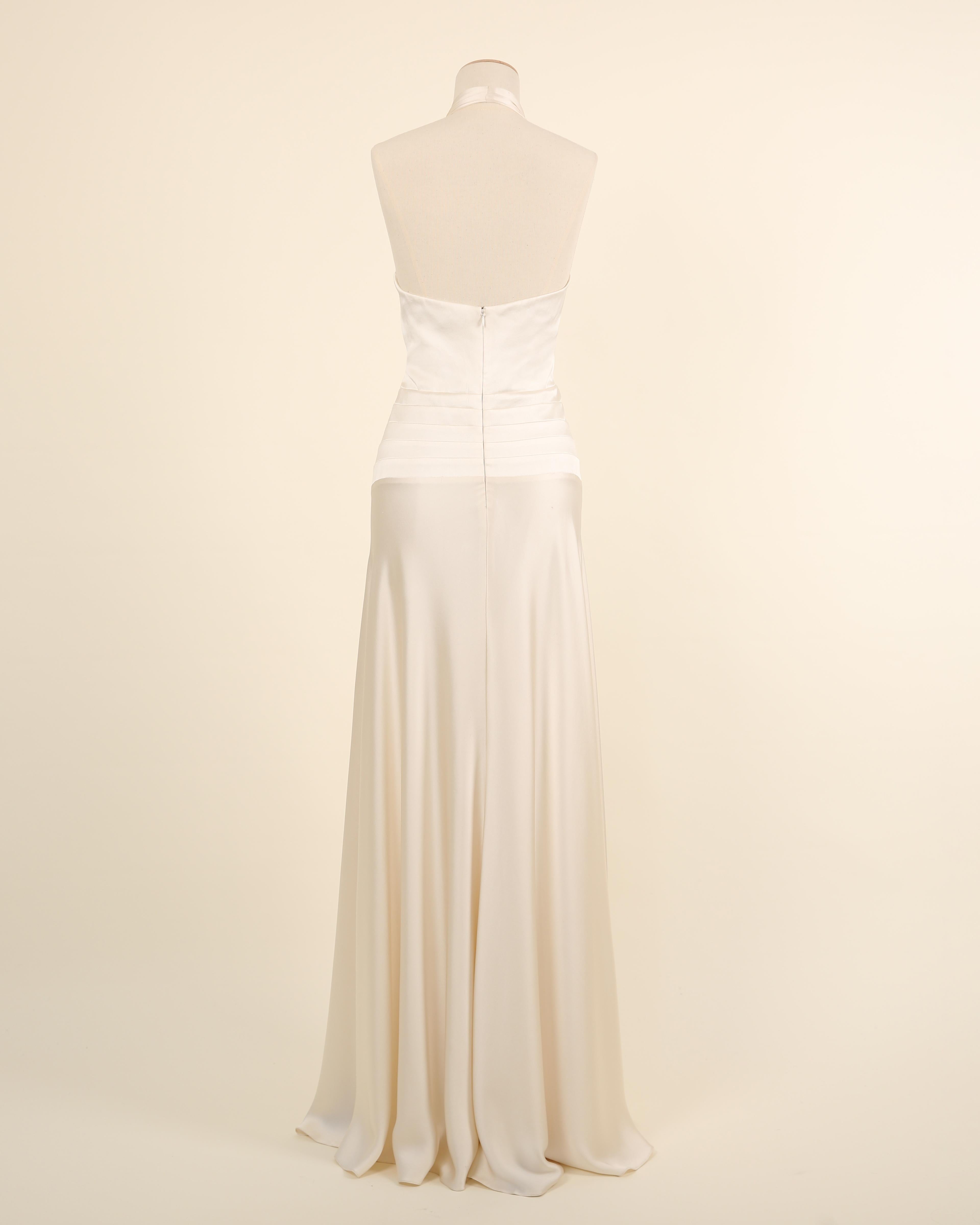 Ralph Lauren S/S 2009 white ivory silk plunging halter neck wedding gown dress For Sale 3