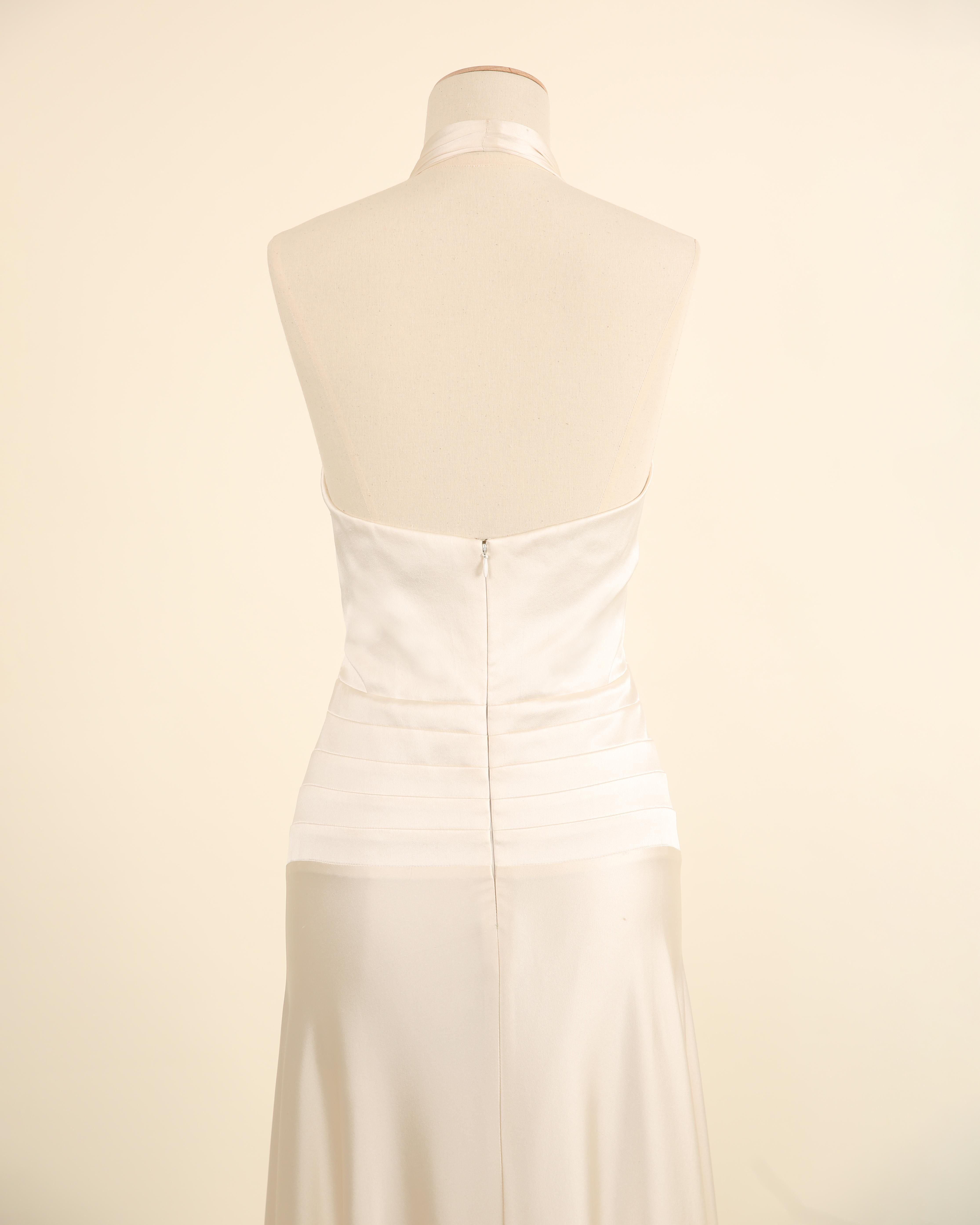 Ralph Lauren S/S 2009 white ivory silk plunging halter neck wedding gown dress For Sale 3