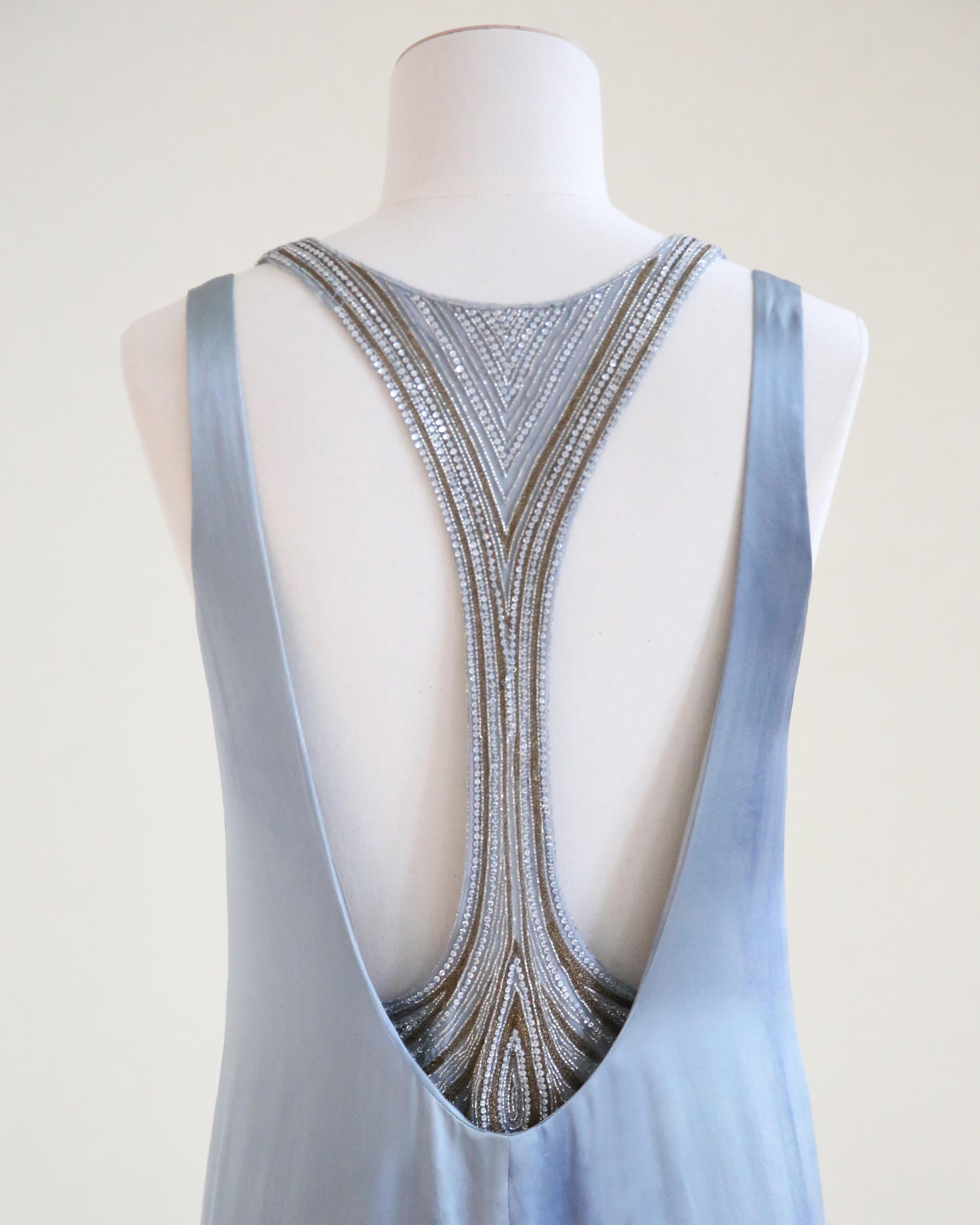 Ralph Lauren S/S 2010 lila Label blau ombre Seide rückenfrei Perlen Kleid Kleid 8 im Angebot 6